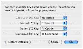 Keyboard modifier dialogue