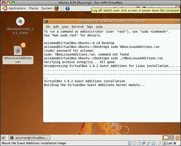 Installing the Guest Additions from the Terminal