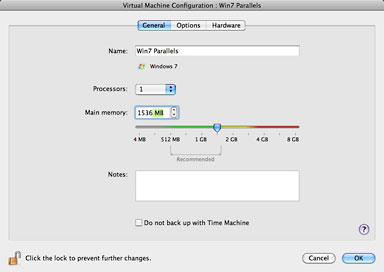 Exclude Time Machine in Parallels