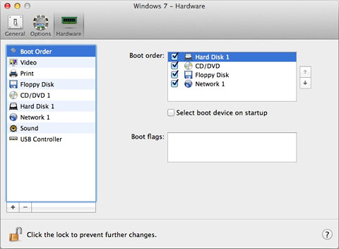Configuring Windows 7 in Parallels.
