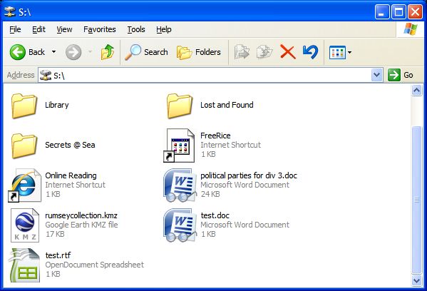 Folder showing *.doc and *.rtf files