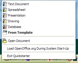 OpenOffice popup menu