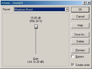 Sound Forge Process/Volume dialogue