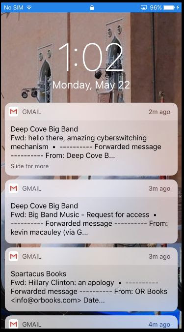 iPhone lock screen with notifications