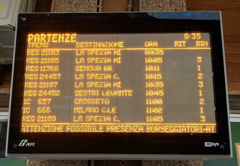 Departure screen