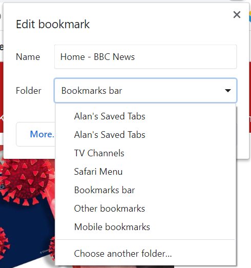 More options in saving a bookmark