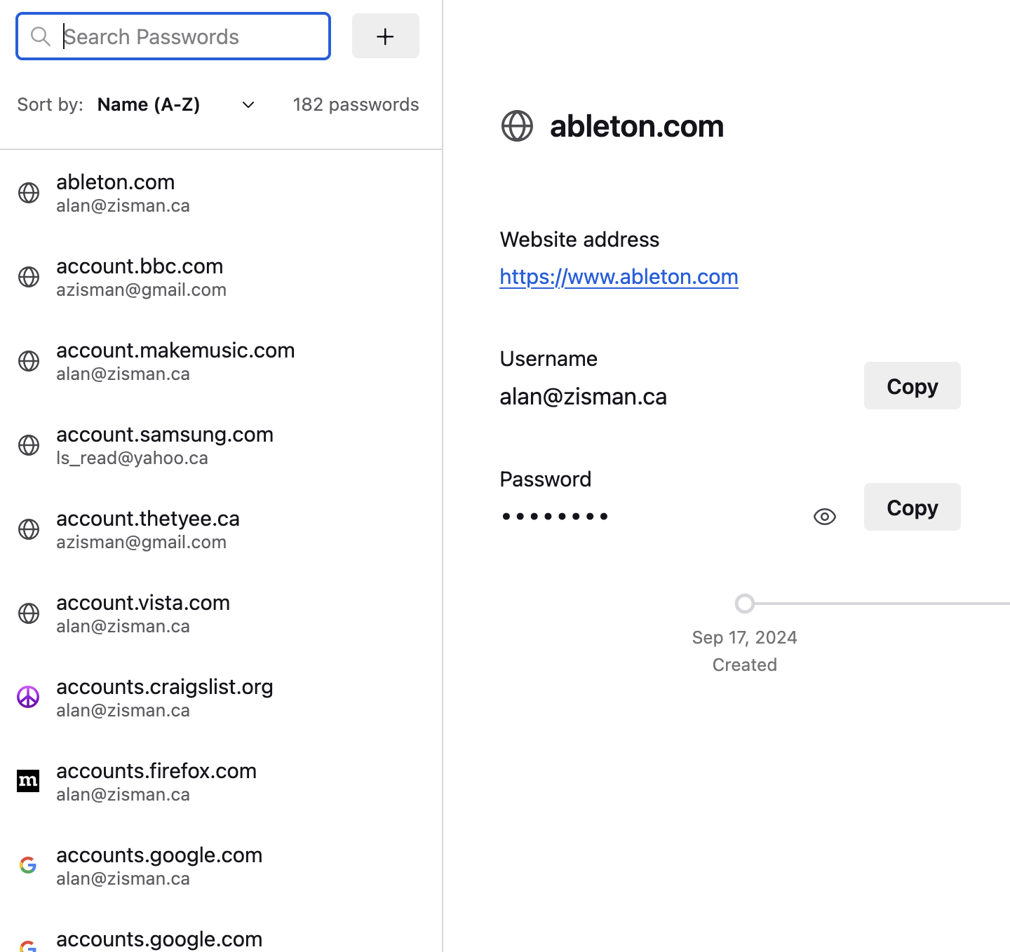 Firefox Passwords List