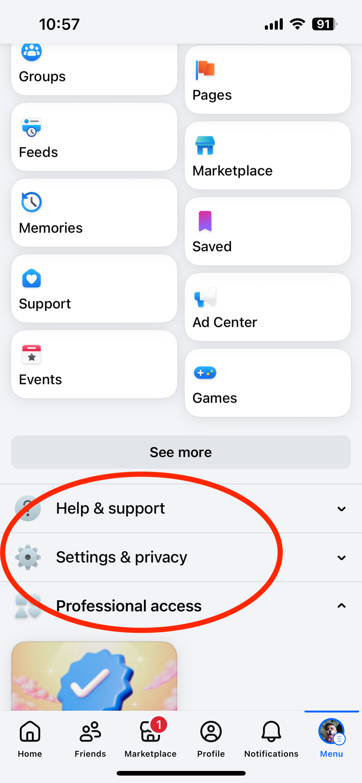 Find Settings & Privacy