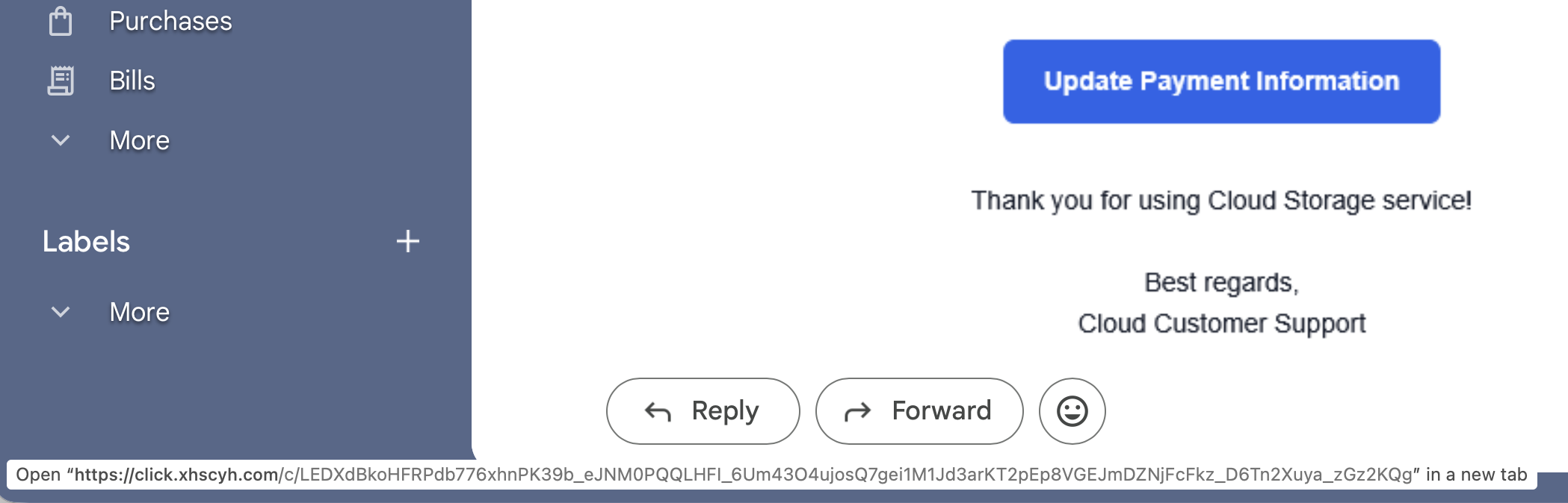 Hover over the blue button